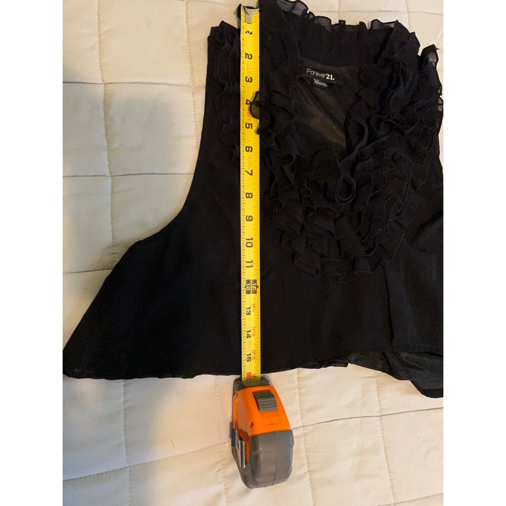 Ruffle Lightweight Blouse~ Women’s~ Chiffon Tank Top Coquette Y2K Size L - Picture 11 of 12